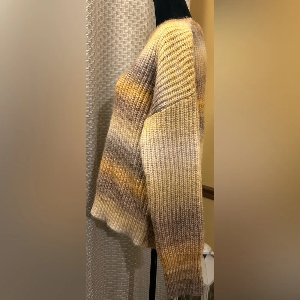 Rachel Zoe Striped Brown and Yellow Women's Sweater - Picture 4 of 6